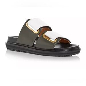 Marni Stylish Black, Green and White Slide Sandals